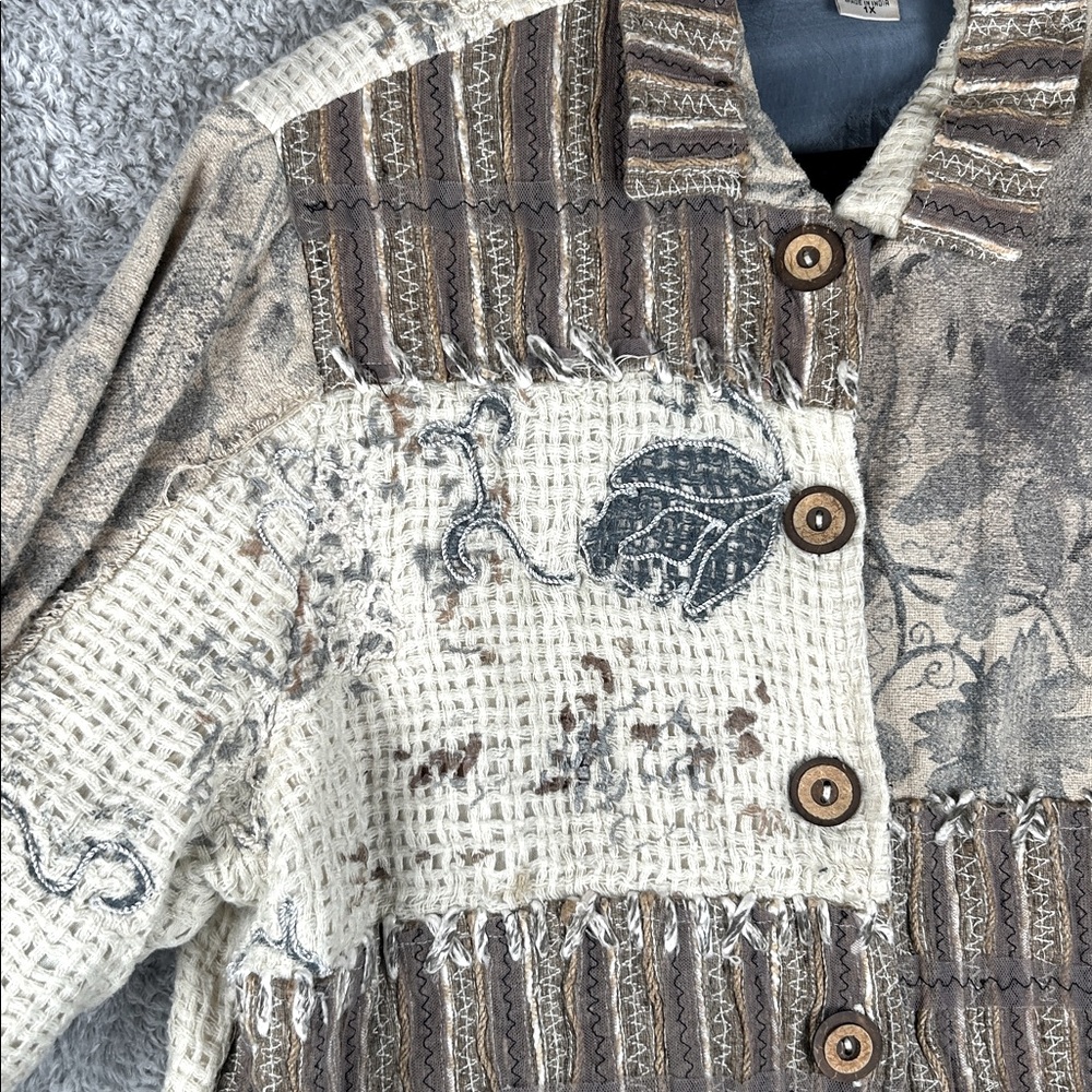 Sandy Starkman Patchwork Embroided Button Down Bl… - image 5